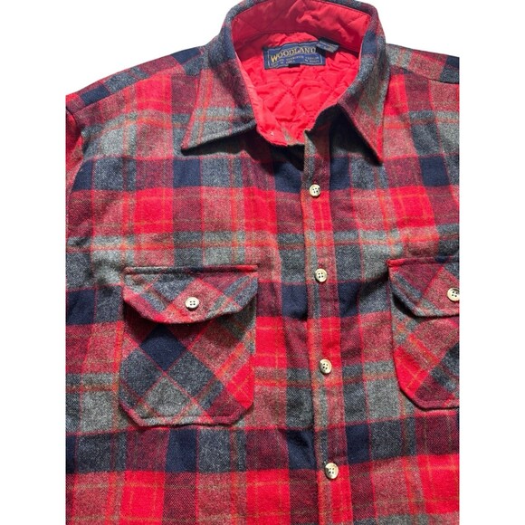VTG Grandpa Core Farmer Grunge WOODLAND 90% Wool Red Plaid Flannel Sz XL - Picture 9 of 13